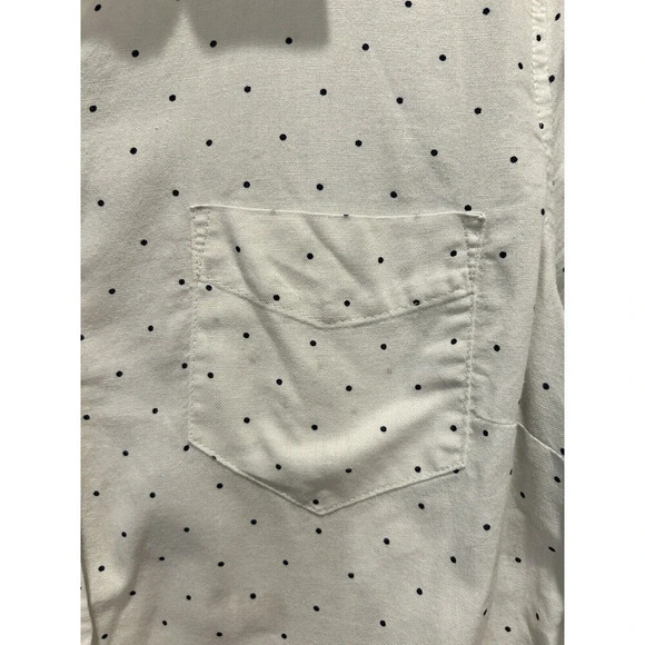 Old Navy Cream Navy Polka Dot Cotton Button Up Long Sleeve Shirt Size Large‎ - Picture 2 of 7